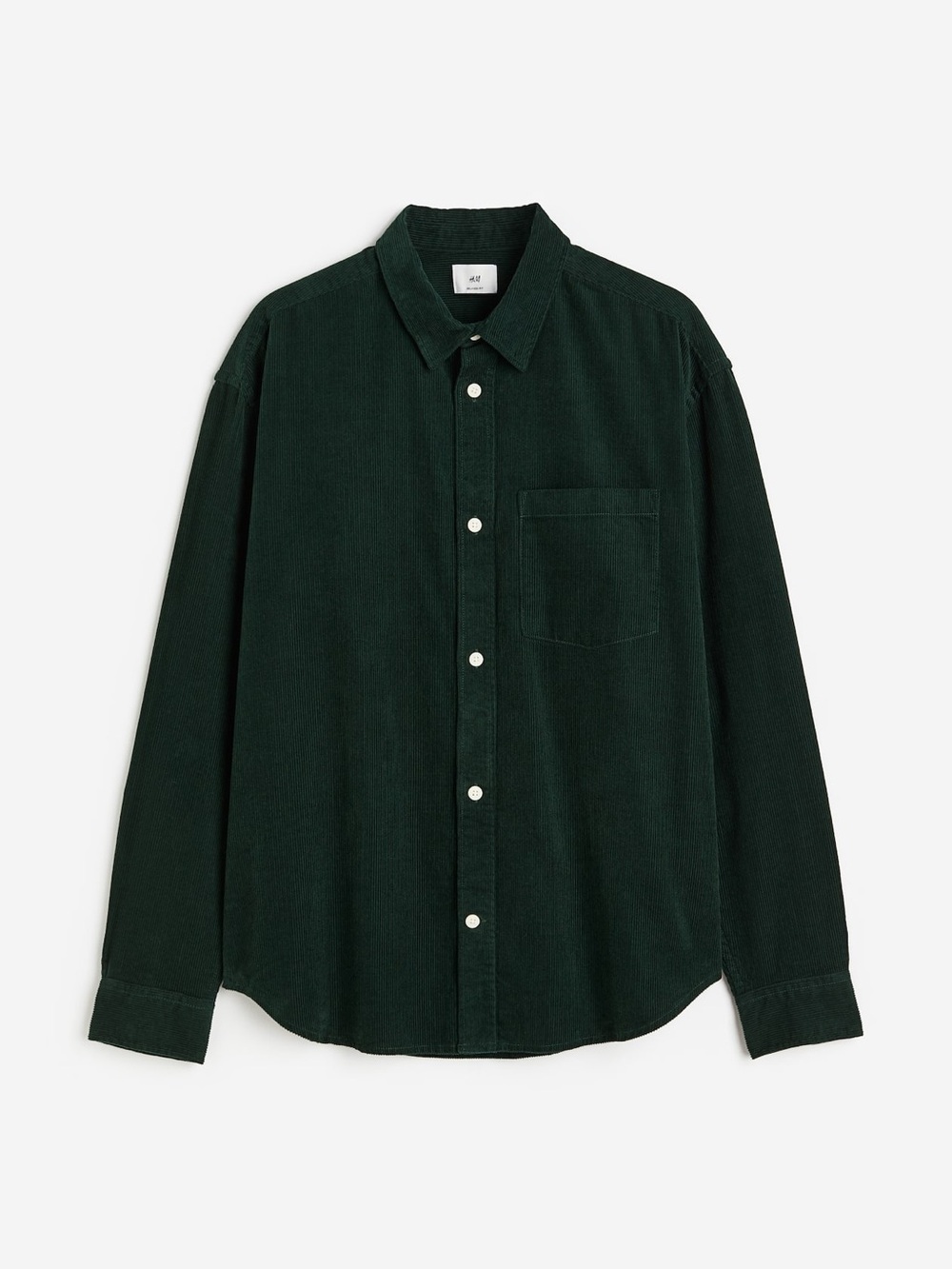H&M Dark Green Corduroy Button-Up Shirt